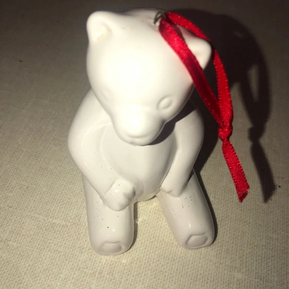 Teddy Bear Ceramic Christmas Tree Ornament‎ White